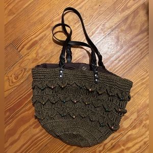 Woven and beaded shoulder bag